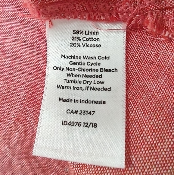 Talbot's Linen Blend Coral Pink Tunic Short Sleeve Tie Detail Top Women's Large - Picture 8 of 16